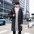 韩版羽绒服男士中长款连帽外套冬季纯色白鸭绒男装时尚潮流(黑色 4XL)第2张高清大图