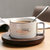 创意美式咖啡杯碟勺 欧式茶具茶水杯子套装 陶瓷情侣杯马克杯.Sy(美式咖啡杯(铁锈棕)+勺+瓷盘)第4张高清大图