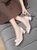 网纱单鞋女士中跟粗跟软皮妈妈鞋2022年春夏季新款镂空透气高跟鞋(40 米色/5767（跟高4.5cm）)第2张高清大图