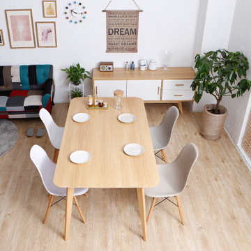 A家家具 餐桌椅北欧简约时尚小户型餐厅家具 一桌六椅（配140CM餐桌）(单餐桌140cm 默认)