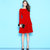 气质一字肩黑色连衣裙长袖2021年夏秋新款赫本中长款礼服红色裙子修身(酒红色 L)第5张高清大图