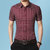 传奇保罗格子衬衫男士夏季衬衫短袖休闲时尚商务青年韩版潮流衬衣（M-5XL）DCZ2305(酒红色 4XL)第3张高清大图