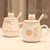 马克杯子陶瓷杯家用水杯创意潮流带盖勺可爱小猪少女心早餐杯礼品(木盖云朵鱼+盖勺400ML)第3张高清大图