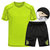 运动套装男夏季短袖短裤健身服男运动T恤健身衣透气速干跑步1265(绿色-黑裤白条 4XL)第5张高清大图
