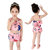 儿童游泳衣女童女孩泳装婴儿可爱女童比基尼套装宝宝分体小中大童(粉色蝴蝶结 3XL(130-140CM))第5张高清大图