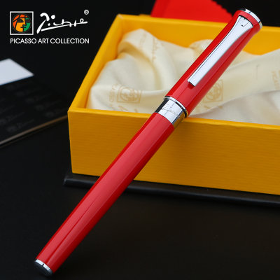 毕加索（pimio）Y8中国红学生铱金笔墨水笔磨砂黑金钢笔刻字送笔袋墨水(Y8红钢)