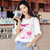 韩都衣舍2017韩版女装夏装新款宽松卡通印花圆领短袖T恤NW7732(白色 XS)第2张高清大图