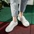 2018春季新款板鞋女韩版潮鞋女平底系带休闲运动女 白色 35(35)(白色)第2张高清大图