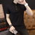 森雷司短袖95棉T恤男夏季p0lo衫帅气立领新款潮流(黑橙 XL)第5张高清大图