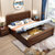 吉木多 橡胶木新中式实木床1.8米双人床1.5主卧室雕花现代中式家具(1.8*2米胡桃色 单床)第3张高清大图