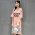 韩版夏装卡通长款短袖T恤裙大码宽松过膝加长连衣裙半袖(粉红色 L)第2张高清大图