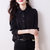 黑色方领简约风衬衫女气质设计感小众2022春装新款时尚宽松上衣(黑色 XL)第3张高清大图