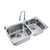 摩恩304不锈钢厨房水槽双槽套餐净铅龙头洗菜双盆套装23610第2张高清大图