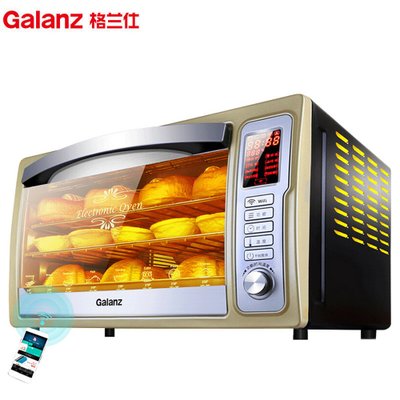 格兰仕（Galanz）电烤箱 iK2S(TM) 32L 手机智能控制 上下管独立控温 土豪金