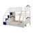 喜梦宝儿童床上下床高低床松木双层床多功能子母床卡通小屋家具(乳白色 1.5米子母床（梯柜）)第7张高清大图