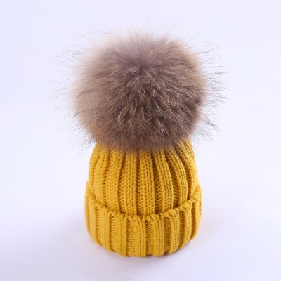 儿童秋冬韩版保暖婴儿针织毛线套头帽子大毛球(4岁-大人(建议头围 大红色(15-18c)