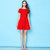 短款一字领黑裙子小个子连衣裙2021年春夏秋法式赫本红色礼服短袖(黑色 M)第6张高清大图