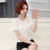 VEGININA 2017短袖纯色女装韩版大码宽松上衣雪纺衫女 9445(粉色 XL)第3张高清大图