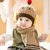 儿童帽子婴儿围巾套装宝宝帽子0-3-6-12个月秋冬毛线女童小孩帽子1-2岁(天蓝色)第2张高清大图