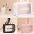化妆包旅行洗漱包磨砂包便携式女生化妆袋大容量简约收纳包(粉色)第5张高清大图