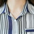 VEGININA 韩版潮条纹衬衣大码印花长袖衬衫打底衫 D6113(图片色 XXL)第4张高清大图