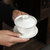 羊脂玉白瓷盖碗单个茶杯陶瓷手工大号泡茶器家用功夫三才茶碗(喜乐盖碗（描金）)第4张高清大图