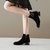 SUNTEK韩版小短靴女2021新款粗跟秋冬季磨砂女鞋低跟春秋短筒黑色马丁靴(35 黑色加绒)第7张高清大图