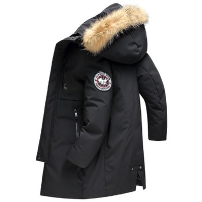 新款加拿大风冬季加厚保暖户外外套中长款8312(黑色 M/170)