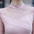 2017蕾丝连衣裙秋装女新款韩版修身显瘦长袖时髦小立领裙子(粉红色 S)第5张高清大图