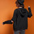 七格格2017春装新品 时尚街头宽松连帽拉链破洞长袖外套 女X1081(黑色 L)第4张高清大图