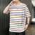 X17短袖T恤男夏季纯棉修身半袖上衣韩版潮流薄款帅气五分袖XCF0135(蓝色 L)第3张高清大图