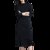 黑色连衣裙2021春秋新款时尚赫本风小黑裙修身显瘦气质中长款长袖(黑色 S)第5张高清大图