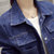 莉妮吉尔2016秋装新款牛仔短外套韩版修身显瘦单排扣长袖字母短款外套春秋(蓝色 XL)第5张高清大图
