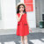 夏季新品女童棉麻连衣裙韩版棉质休闲居家外穿公主裙子(130 红色)第3张高清大图