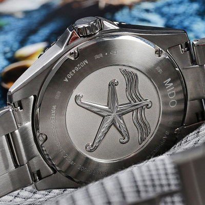 美度(MIDO)手表 领航者系列机械表 运动夜光防水钢带男士表(银壳黑面银钢带)