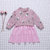 韩版春装兔子印花假两件条纹裙摆卫衣裙(130 粉色)第2张高清大图