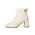 森达2021冬季新款商场同款石头纹气质粗跟女短皮靴4MF01DD1(米白 36)第2张高清大图