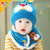 韩国婴儿帽子秋冬季0-3-6-12个月男女宝宝帽子儿童毛线帽围巾保暖套装0-1-2-3岁(米色)第4张高清大图