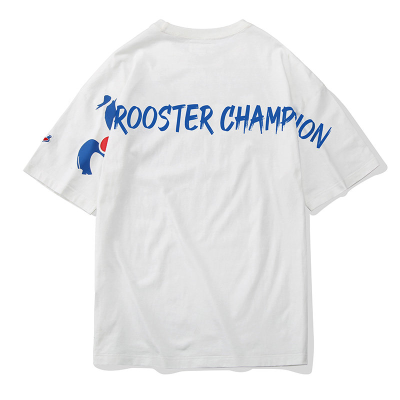 roosterchampion法国公鸡短袖t恤男白色新款纯棉运动体恤潮牌嘻哈宽松