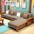 曲尚 现代中式实木沙发  L型客厅沙发家具组合套装 908(海棠+银灰 三人位)第4张高清大图