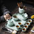 尚岩日式功夫茶具套装家用简约陶瓷茶壶盖碗茶杯整套喝茶茶具小套(窑变青釉-长方盘盖碗10件套 默认版本)第3张高清大图