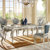 圣肯尼家具 欧式实木餐桌法式田园长方形餐台美式白色橡木餐桌椅组合(珍珠白 8803餐桌+6椅)第2张高清大图
