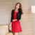 Mistletoe新款韩版收腰显瘦小香风连衣裙精品女装(红色 M)第4张高清大图