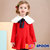 JELISPOON吉哩熊韩国童装冬季新款女童裙子甜美桃皮绒连衣裙(150 红色)第4张高清大图