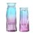 北欧式创意大号玻璃花瓶竖条纹透明水养百合玫瑰花瓶客厅插花摆件(30南瓜（兰/紫） 大)第5张高清大图