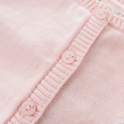 davebella戴维贝拉春季新款女童宝宝纯棉短袖针织开衫DB6955(6Y 粉色)