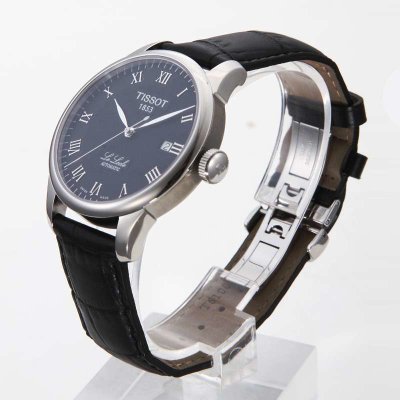 天梭Tissot手表力洛克系列机械手表(男表黑盘皮带 T41.1.423.53)