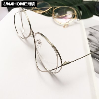 迪丽热巴同款眼镜框平光镜女潮眼镜韩版复古金