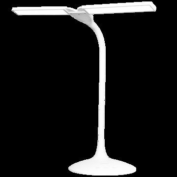 充电式LED台灯学生护眼书桌宿舍床头双头台灯(典雅白+usb充电线)