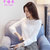 2017冬装新款长袖韩版修身加绒加厚蕾丝衫女打底衫(桔色 XL)第5张高清大图